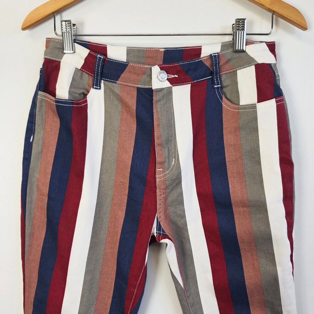 Saints & Hearts Striped High Rise Extreme Flare Bell Bottom Jeans Large L - Picture 2 of 9